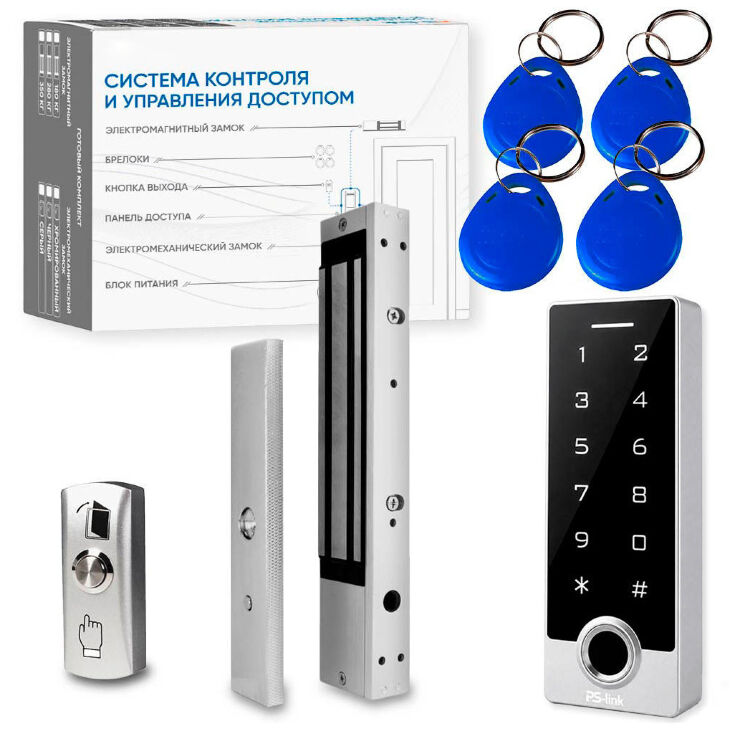 Комплект СКУД KIT-TF2MF-WP-W-280 для улицы, до 10000 пользователей, металл, тип Mifare, магнитный замок 280 кг