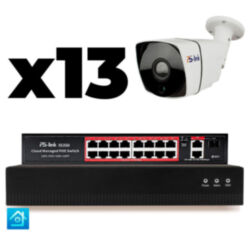 Комплект видеонаблюдения IP 8Мп  KIT-C813IP-PL 13 камер для улицы, программный датчик движения, удаленный доступ, ночное видение, умный коммутатор