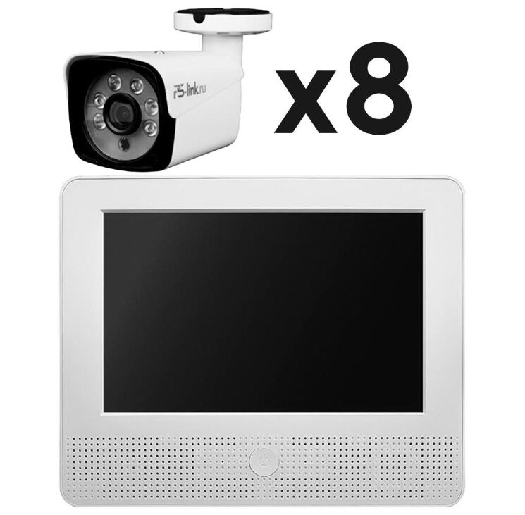 Комплект видеонаблюдения AHD 2Мп KIT-C9208HD 8 камер для улицы, регистратор с монитором