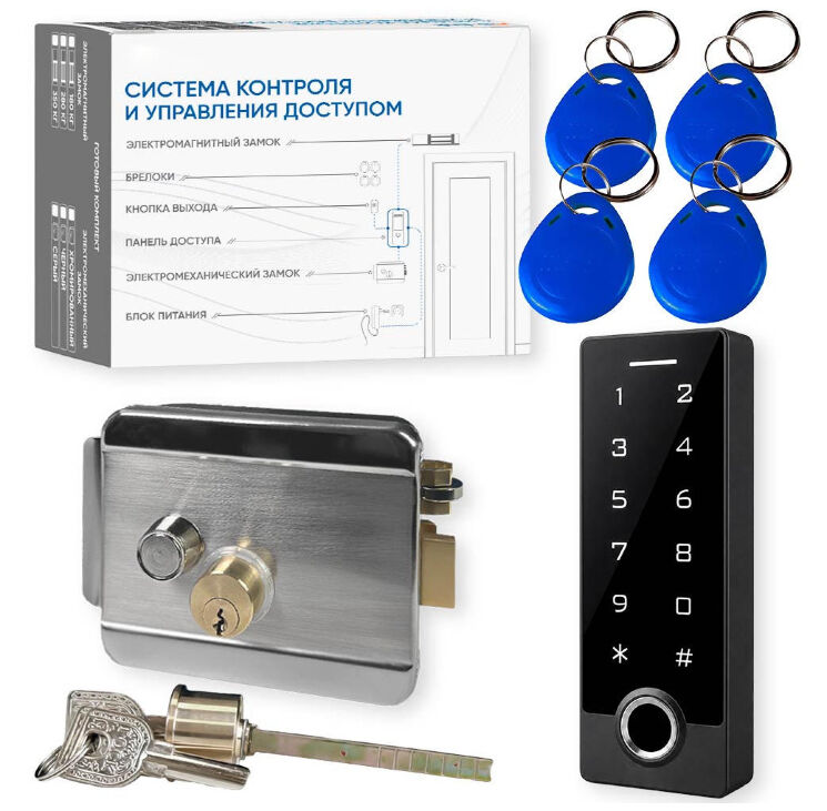 Комплект СКУД KIT-TF3EM-WP-W-SL эл. механический замок, RFID, WIFI, отпечаток, защита IP66