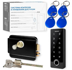 Комплект СКУД KIT-TF3EM-WP-W-B эл. механический замок, RFID, WIFI, отпечаток, защита IP66